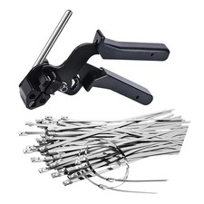 Metal Cable Tie Gun with 100pcs Stainless Steel Zip Ties 7.87in Cutting Kit
