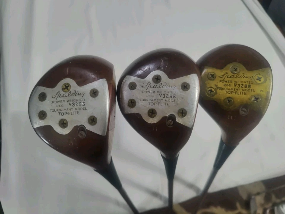 SUPERB VINTAGE SPALDING TOP FLIGHT WOODS #1,2,3 TOURNAMENT MODEL DYNAMIC STEEL - Image 2 of 4
