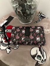 Ed Hardy Wallet Multicolor Skull Heart Flowers Butterfly NWT