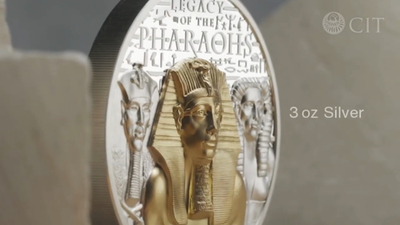 LEGACY OF THE PHARAOHS Antique 3 Oz Silver Coin $20 Cook Islands
