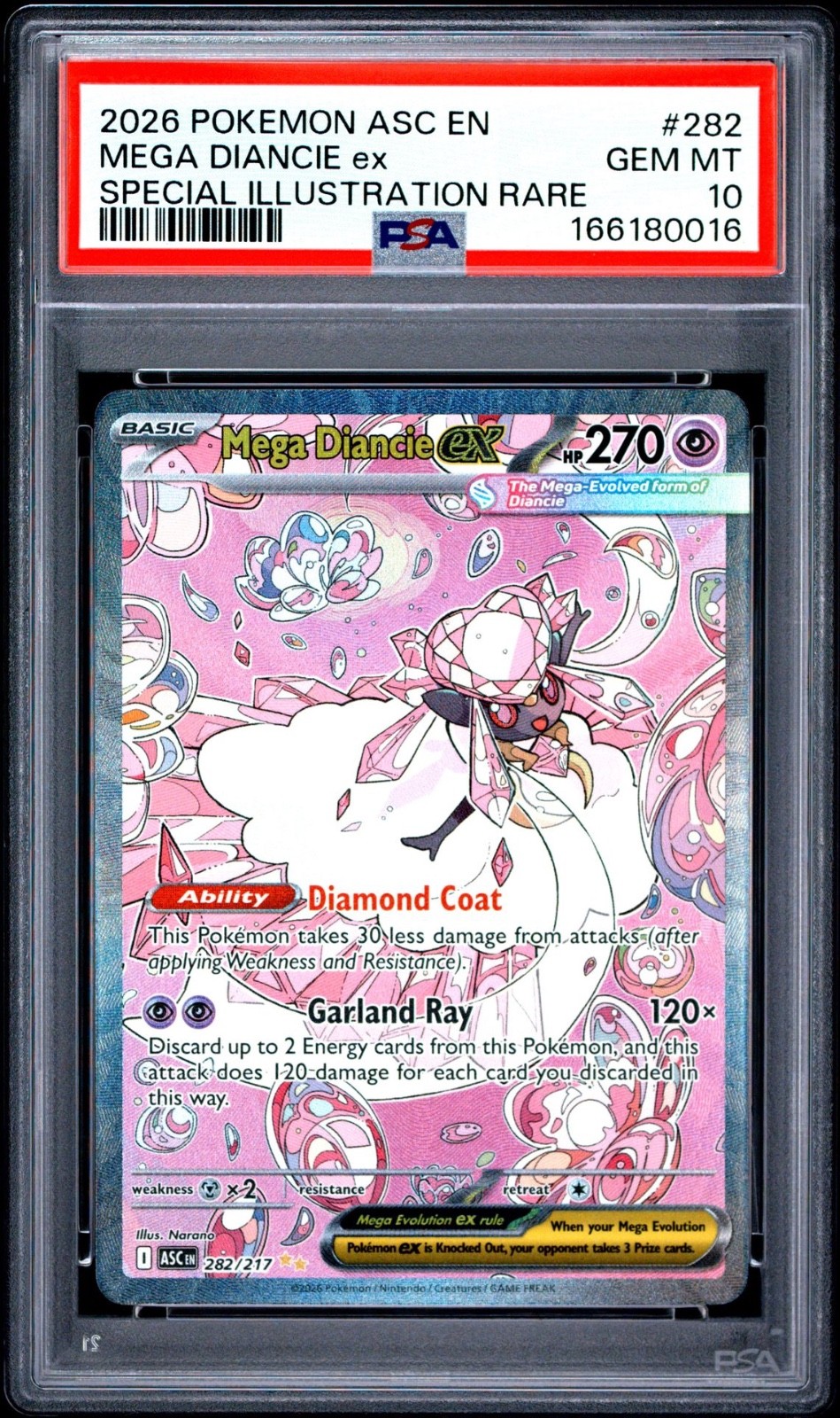 Pokemon Mega Diancie Ex Ascended Heroes Special Illustration Rare #282 PSA 10