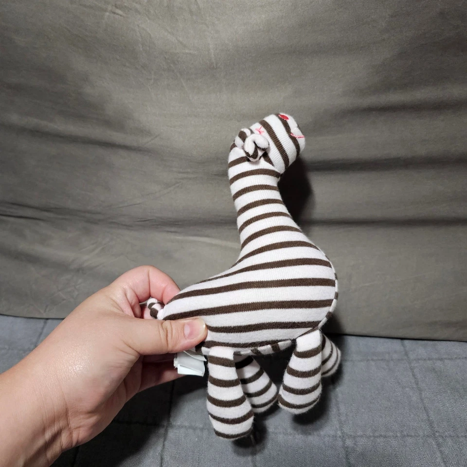 Old Navy Pink Brown Stripe Giraffe Plush Rattle Lovey Baby Closed Eyes 2009 - Image 4 of 4