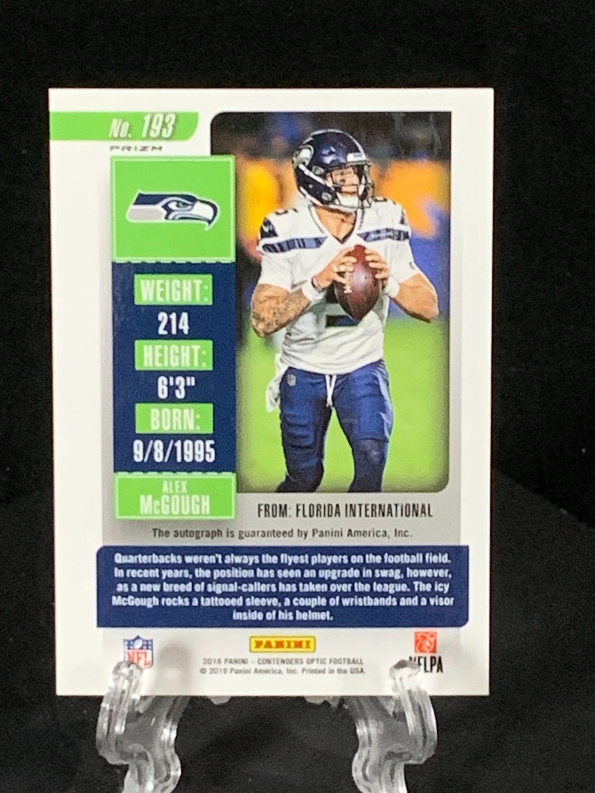 Alex McGough 2018 Optic Contenders "Rookie Ticket" RC Auto Prizm (b)Card # 193 view 2