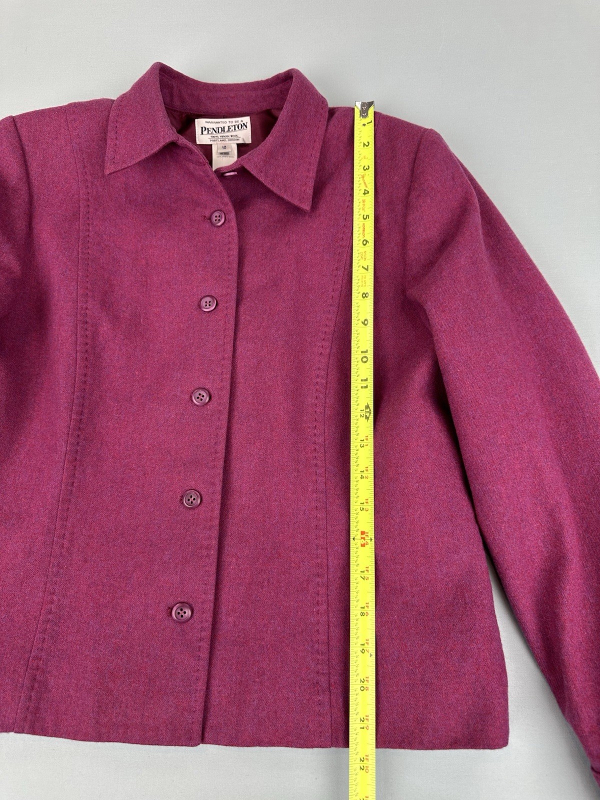 Pendleton Jacket 100% Virgin Wool Button Up Blaze… - image 8