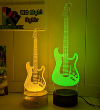 Electric Guitar Fender 3D LED Night Light Cus...