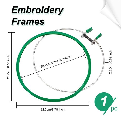 8.8x8.6x0.9 Inch Metal Green Embroidery Hoop Large Metal Spring Tension Embro... - Picture 2 of 5