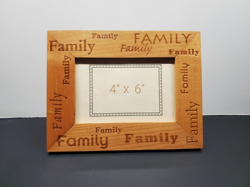 4" x 6" Sentimental Wooden Photo Frame, with "FAMILY" Stamped Into All 4 Sides