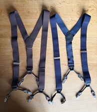 Bretelle uomo larghe forma Y in pelle con 6 clip forti 1x marrone / 1x blu