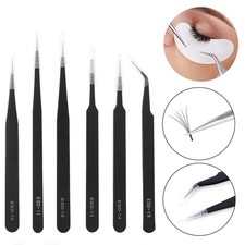 High Precision Lash Tweezers Set 6Pack Stainless Steel Eyelash Extension Tweeze