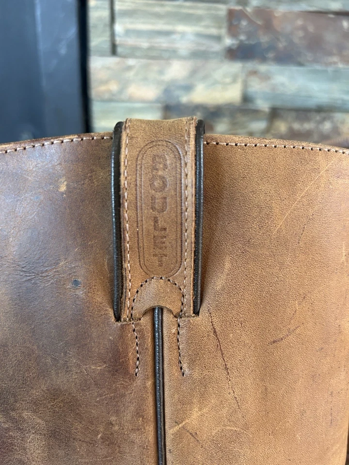 Men’s BOULET Brown Leather Square Toe Harness Bike Boot 11 W - Image 4 of 4