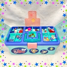 🌺 Littlest Pet Shop 🌺LPS Tackle Box Storage Box - Carry Case w/ accessories