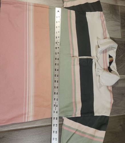 Vintage J CREW Oarsman Rugby Polo Shirt Medium Pink Gree Men Outdoors Preppy 90s - Picture 7 of 11