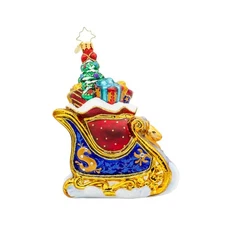 Hand-Crafted European Glass Christmas Tree Decorative Ornament, Celebratory S...