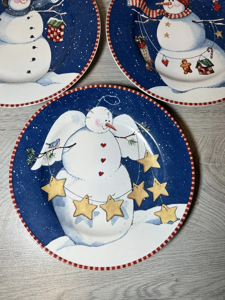Oneida Winter Buddies Set Of 3 Holiday Plates Snowman Vintage Retro - Image 2 of 4