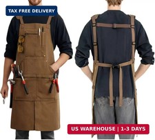 Woodworkers Apron for Men - 20oz Waxed Canvas Work Apron 11 Pockets , Adjustabl
