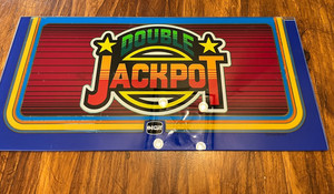Vintage IGT Double Jackpot Slot Machine Belly Glass Nice shape!
