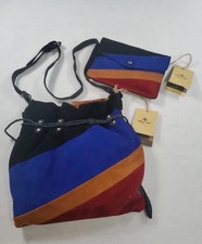 Patricia Nash SuedeColorblockCollection Drawstring Crossbody And Wallet NWT