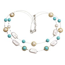 Boho Multilayer Necklace Irreagular Pearls Beaded Choker Necklaces for Women Boh
