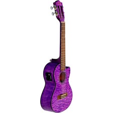 Lanikai QM-CET Quilted Maple Tenor w/Kula Preamp A/E Ukulele Transparent Purple