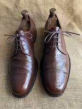 PRADA Mens Dark Brown Leather Cap Toe Derby Shoes Size UK 9 || US 10