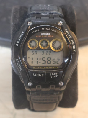 Nice Used Casio FT-110H-1A Black Resin Case Black Forester Band Vintage Watch US