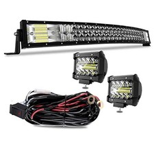 LED Light Bar Curved Led Bar Off Road Light W/ 2pcs 4in 60W LED 32 Inch White