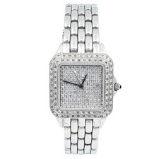 Unisex Geneve 14K White Gold Watch with Diamo...