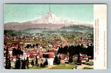 Portland OR-Oregon, Mountain Hood, Aerial View Town, c1907 Vintage Postcard