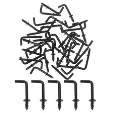 50 Pcs L Shape Hooks, 5/8 Inch Right Angle Screw Hooks for Hanging, Black