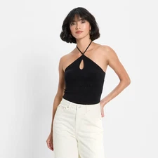 Women's Halter Sweater Bodysuit - Future Collective Black S