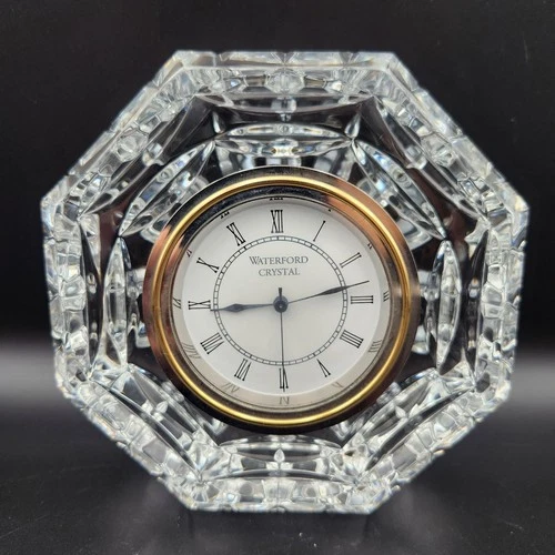 Vintage Waterford Crystal Octagon Clock, Ireland, 5" Diameter