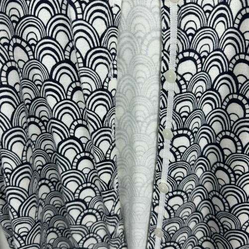 Talbots Womens Geometric Print Button Front Cardigan Navy and White Sz M Classic - Picture 5 of 12