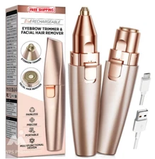 Eyebrow & Facial Trimmer 2 in1 Rechargeable Facial Hair Removal & Eyebrow Shaver