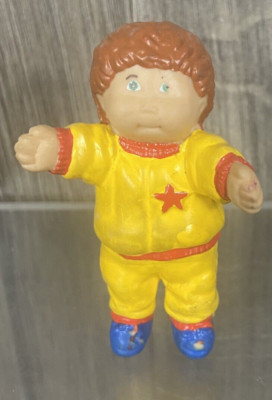 Vtg Cabbage Patch Kids Boy FIGURE  Hugs PVC Figure 2.5  Yellow Overalls
