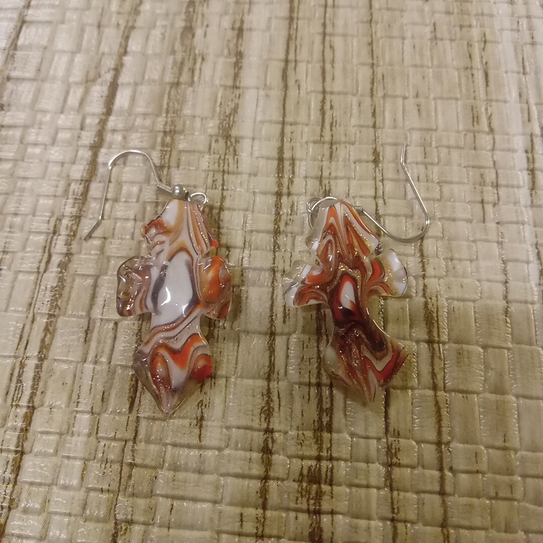 Earrings Pierced Dangle Drop Hook Back Blown Glas… - image 7