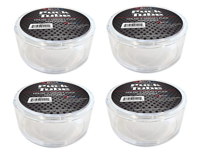 Stackable Puck Case (4 Pack) BCW Round Hockey Puck TUBE Holder Case Stackable For Souvenir ...