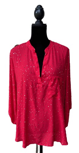 Tunica natalizia Popover collezione NY 1x rosso argento paillettes accenti hi lo hem CE