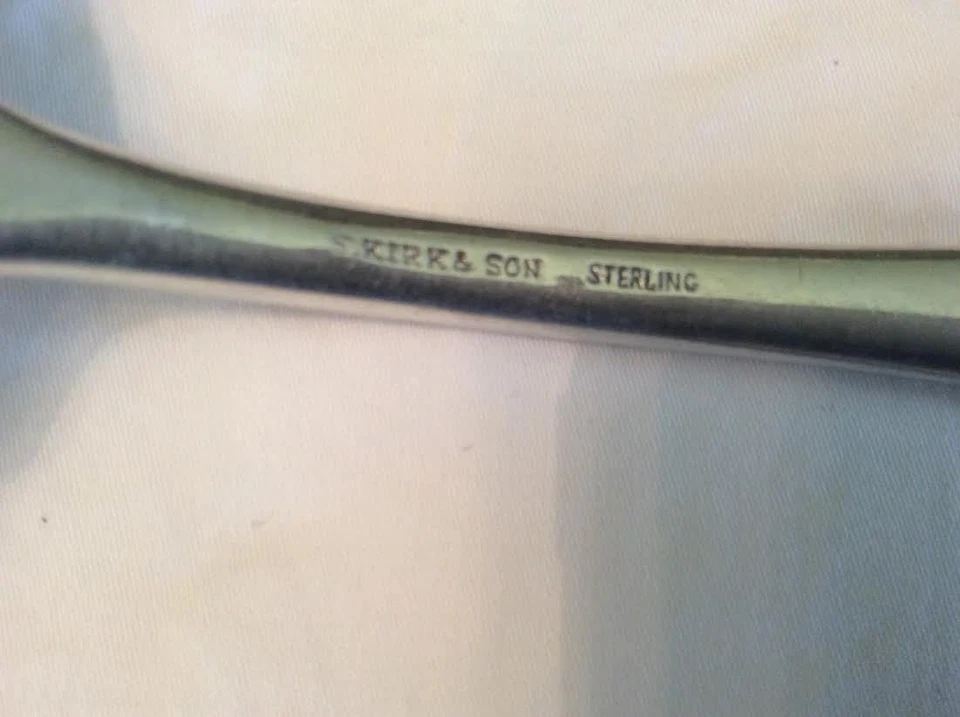 Juego para servir ensaladas "Rosa" plata de ley, S. Kirk & Son (1937) monograma Foto 3 de 3