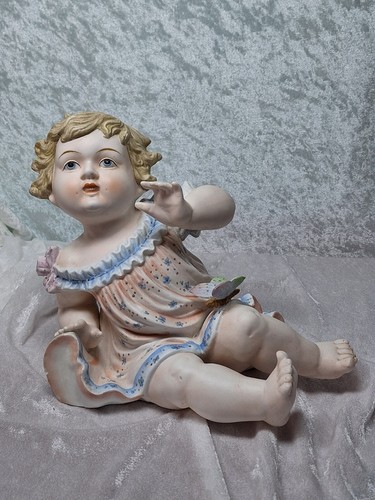"Estatuilla de muñeca grande alemana bisque piano bebé Conta Boehme con mariposa 8""" - Imagen 10 de 22