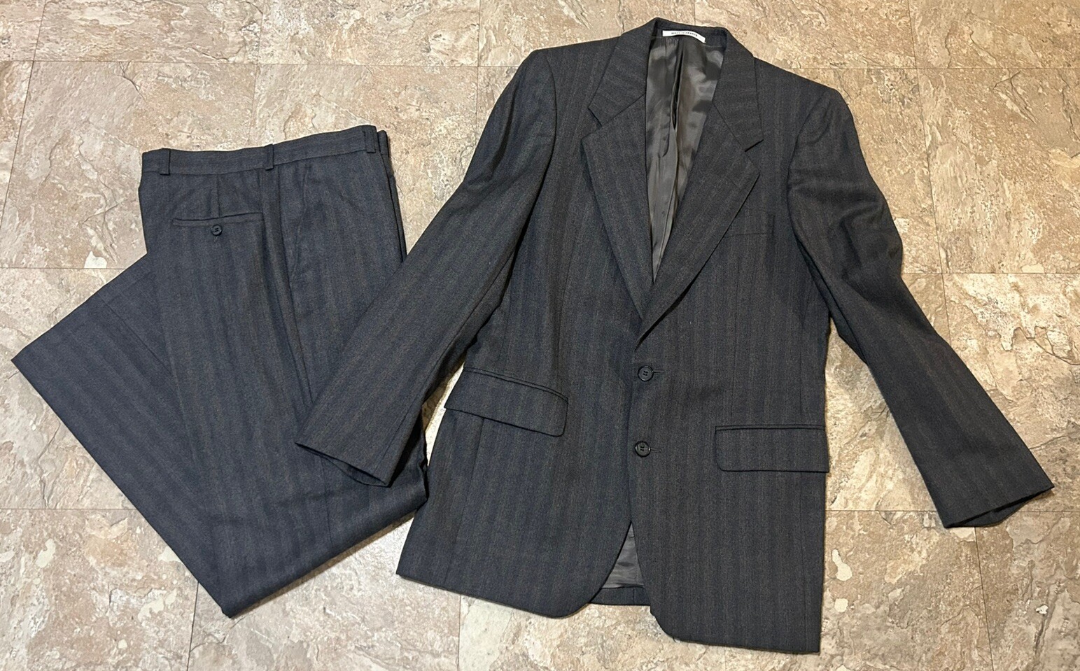 Tuta vintage Yves Saint Laurent France lana pesante a righe taglia S