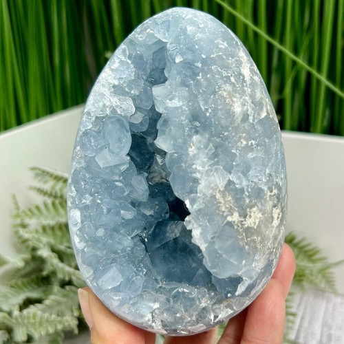 Celestite Celestine Large Egg with Stand Large Geode Cluster Crystal 975g - Bild 4 von 14