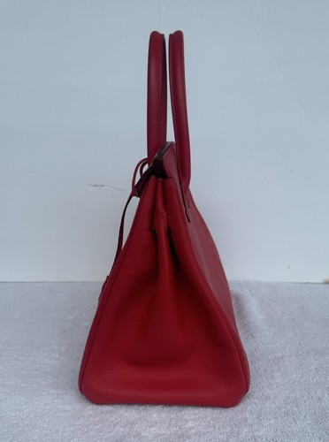 AUTH Hermes Birkin 30 Handbag Rouge Piment Epsom Gold Hardware stamp T - Picture 8 of 21