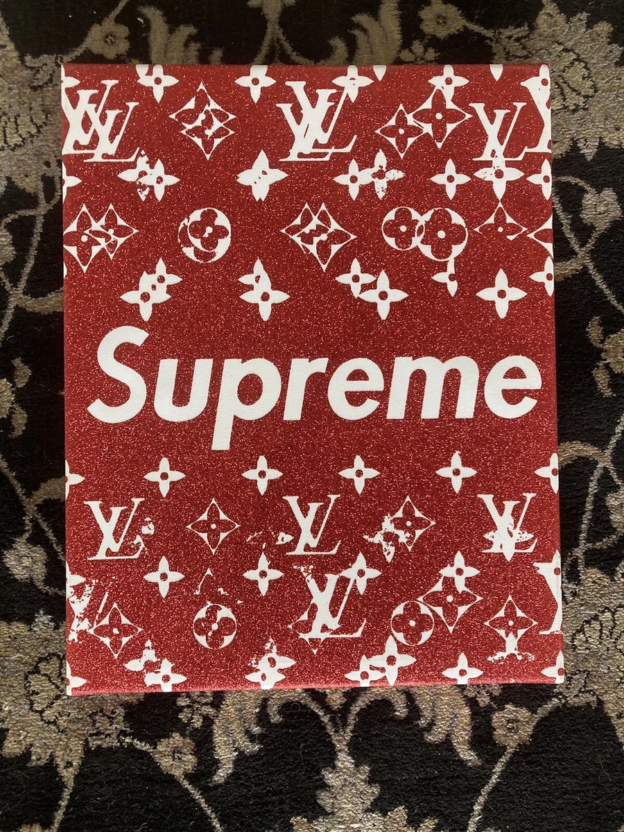 Supreme & Louis Vuitton Red Glitter Painting Room Decor