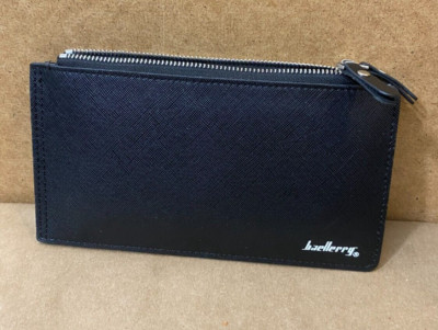 Leather Men Wallets Clutch Double Zipper Credit Cards Holder Bifold Wallet Purse