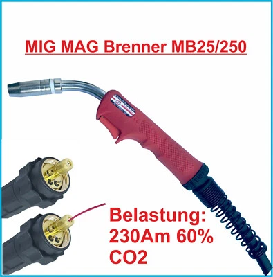 MIG MAG Brenner Schweißbrenner MB 25/250 Schlauchpaket fü Schutzgas 3M/4M/5M