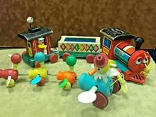 vintage fisher price wooden train