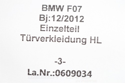 OEM BMW 5er F07 Gt LCI Door Panel Nappa Leather Black Door Handle Rear Left - Picture 13 of 13