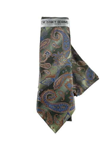 "Corbata para hombre Stacy Adams Hanky Sabia verde lima azul real melón hecha a mano 3,25"