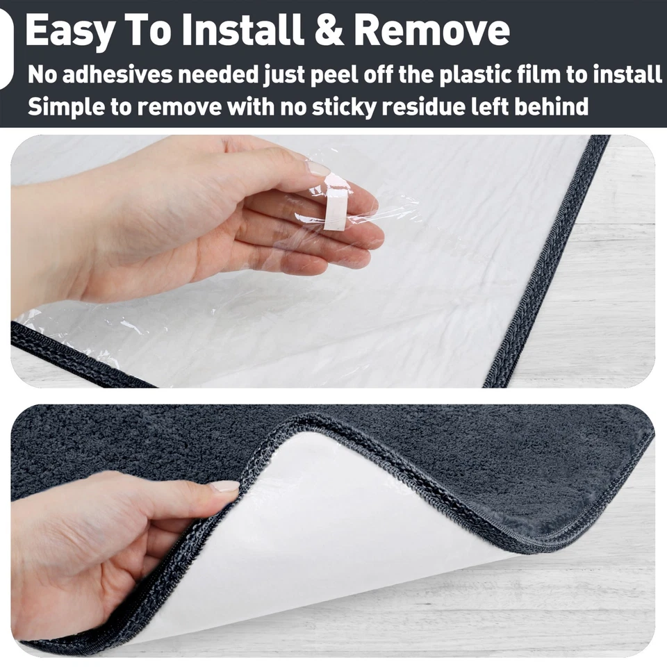 Plush Soft Bullnose Carpet Stair Treads Cover Landing Door Mat Rug Self Adhesive - Image 3 of 4