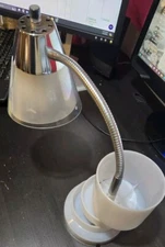 Desk Lamp with 3-Tier Organizer Trays Flexible Neck White Home Office Light